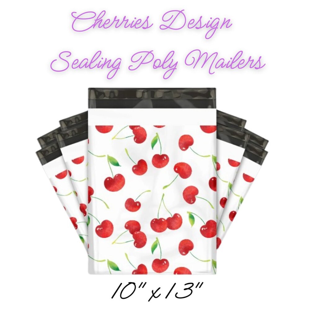 Cherries Design Sealing Poly Mailers ~ Qty 20 ~ Size 10x13 - Picture 3 of 3